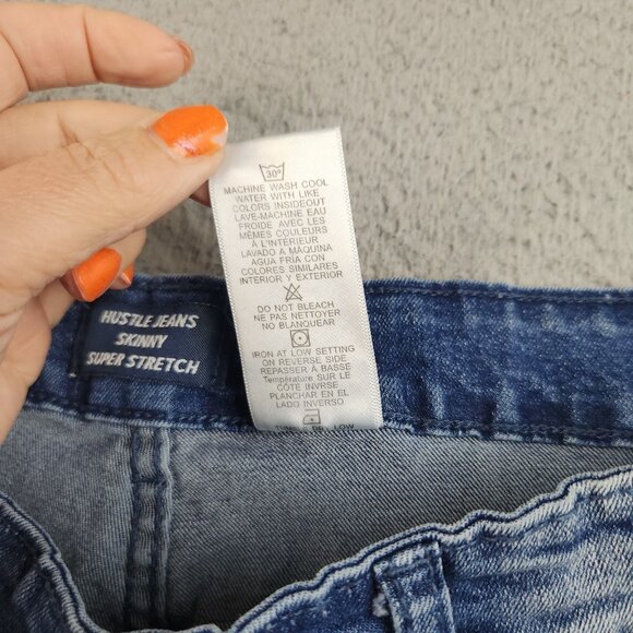 Mens Hustle Skinny Jeans Size 36x30 Blue Faded Distressed Modern Streetwear Pant - Picture 9 of 10